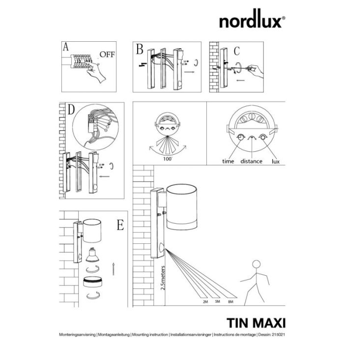Nordlux Tin Maxi Außen Wandleuchte schwarz
