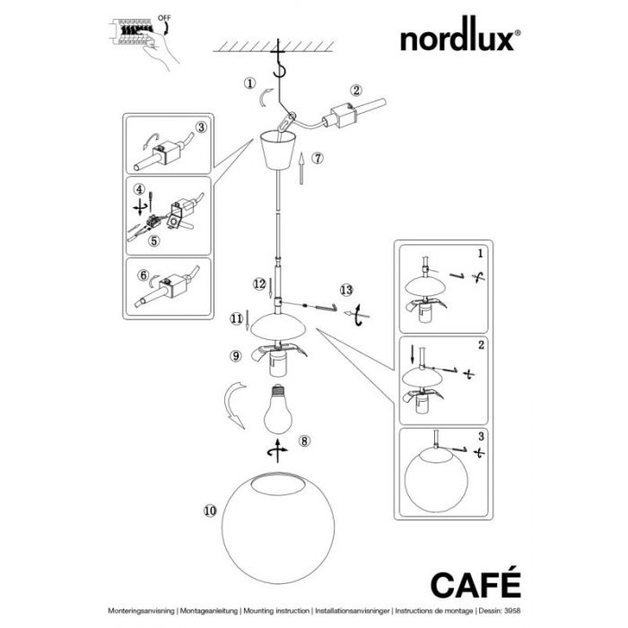 Nordlux Cafe 30 Pendelleuchte weiss opal