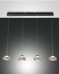 LED Hängeleuchte schwarz amber Fabas Luce Smartluce 95x200cm Arabella 4-flg. 2880lm dimmbar