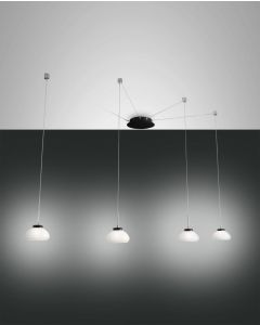 LED Hängeleuchte schwarz weiß Fabas Luce Arabella 350cm 4-flg. 2880lm dimmbar
