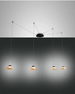 LED Hängeleuchte schwarz amber Fabas Luce Smartluce Arabella 350cm 4-flg. 2880lm dimmbar