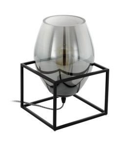 EGLO OLIVAL 1 Tischleuchte Rauchglas schwarz E27