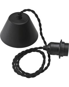 PR-Home Pendelaufhang schwarz gedrehtes Kabel mit E27 Fassung